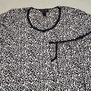 Rene Rofe Black and White Leopard Print Pajama Top